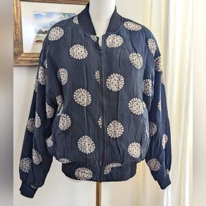 Vintage Black Silk Women's Black Bomber Jacket Small